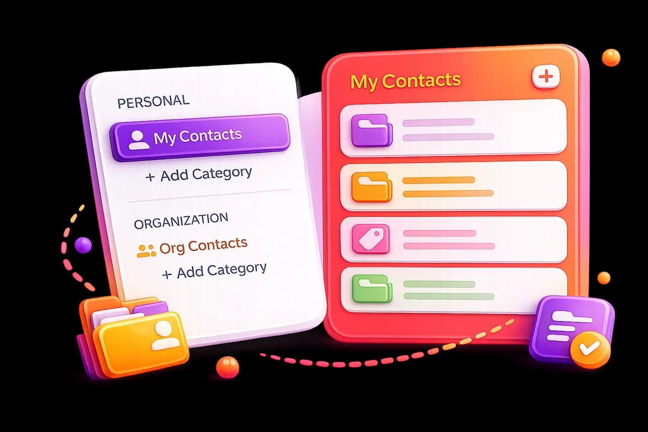 Organize contacts with categories and folders